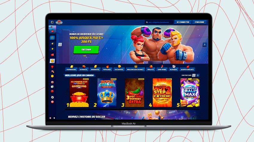 Écran d'ordinateur portable affichant une capture d'écran de BigClash Casino