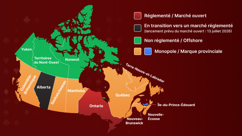 Règles des casinos en ligne par province