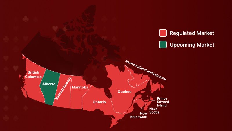 Map of Regulated and Upcoming markets in Canada