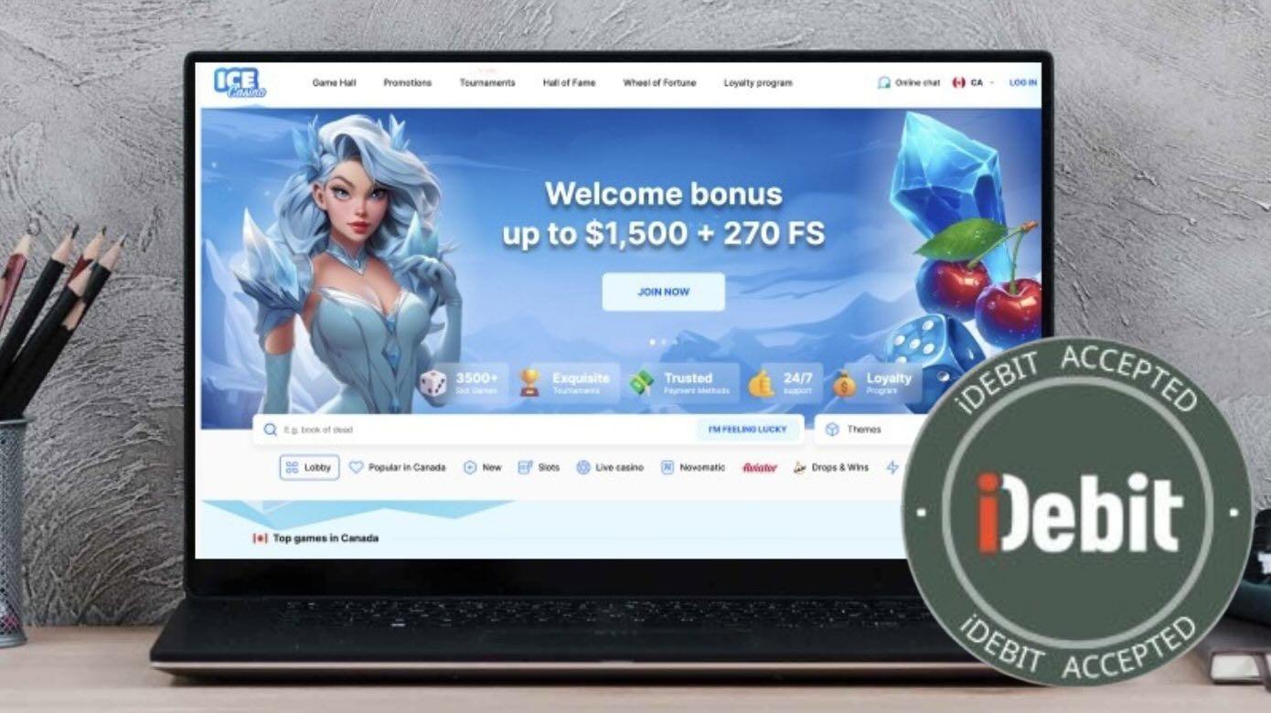 Ice casino main page on laptop screen