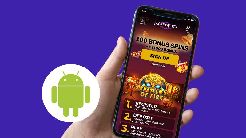 Mobile screen with Jackpot City Casino