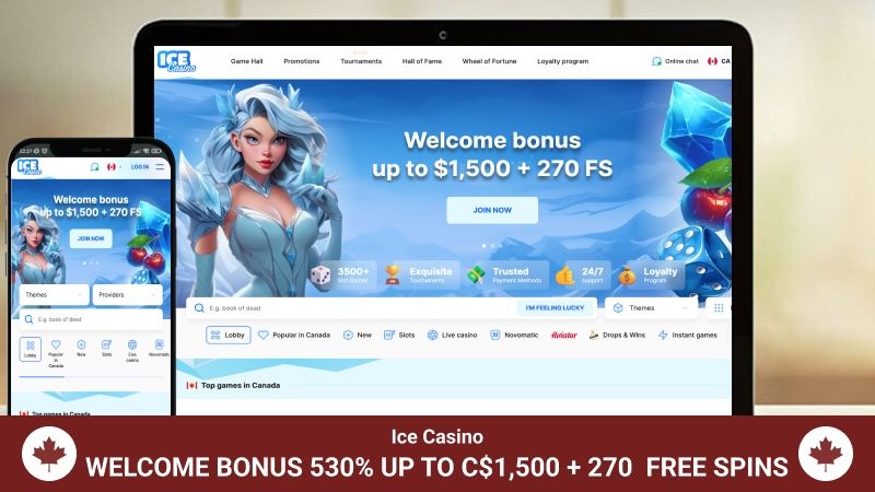 ICE Casino main page mobile and desktop