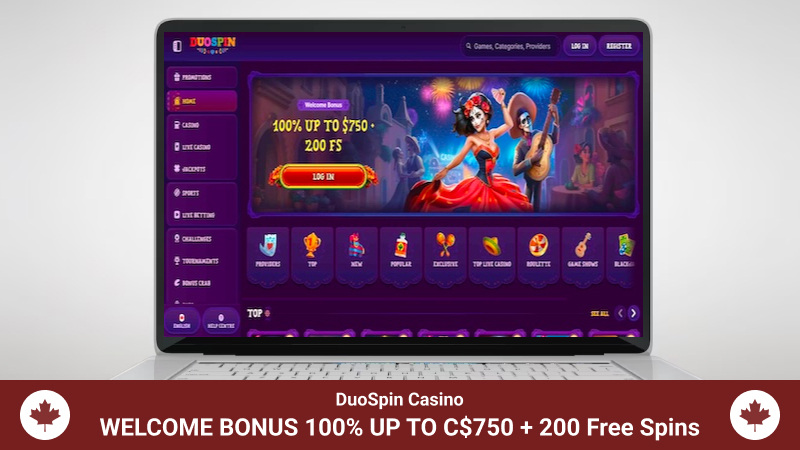 DuoSpin casino Main Page