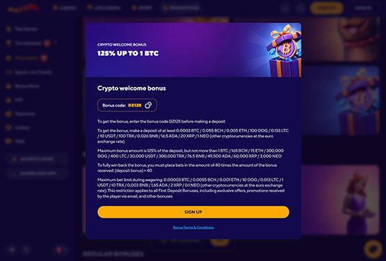 Dazard Casino - Crypto Welcome bonus