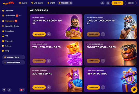 Dazard Casino - Welcome Package