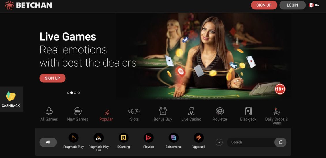 BetChan Casino main page