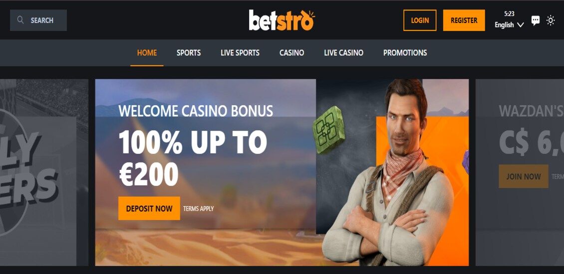 Betstro Casino main page
