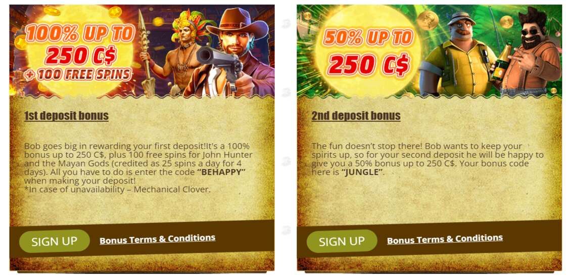 Bob Casino bonuses and promotions