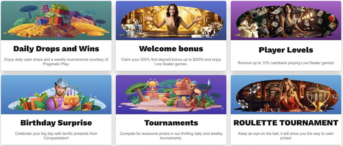 Conquestador Casino bonuses and promotions