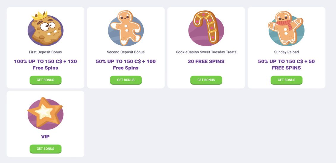 Cookie Casino bonuses and promotions