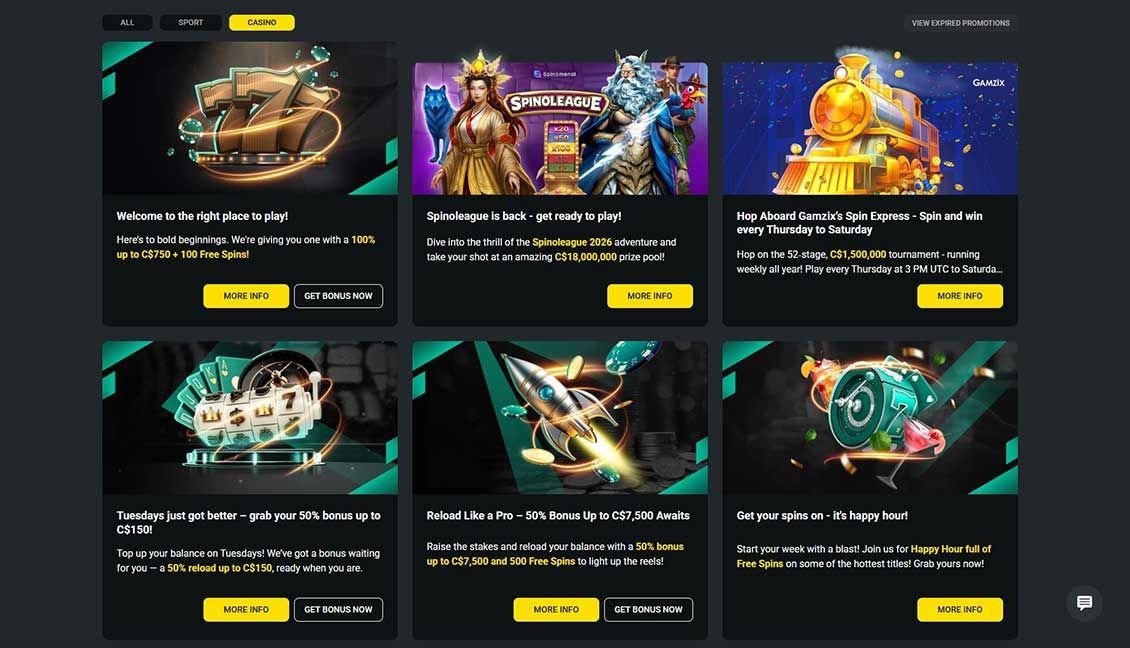 1Bet casino bonuses and promotions