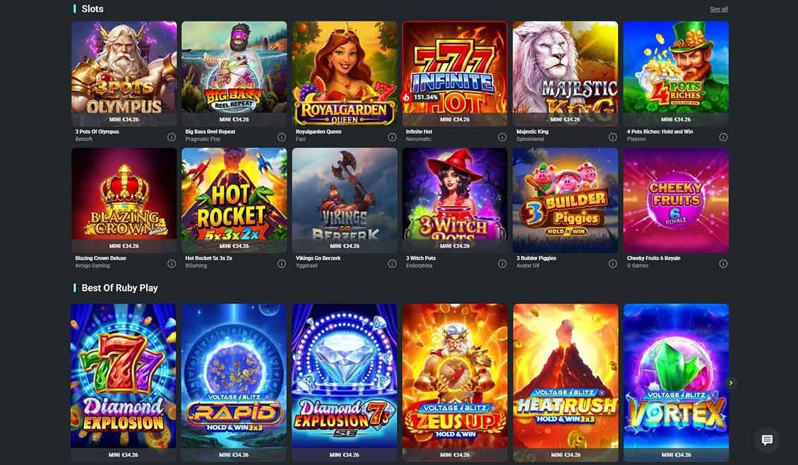 1Bet casino slots library