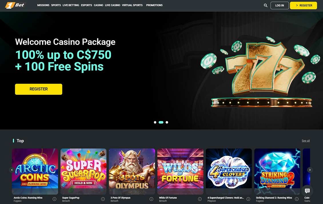 1Bet casino main page