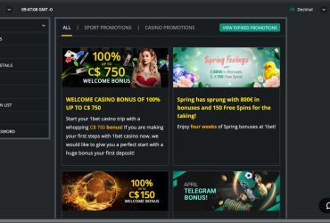 1Bet casino – promotions page.