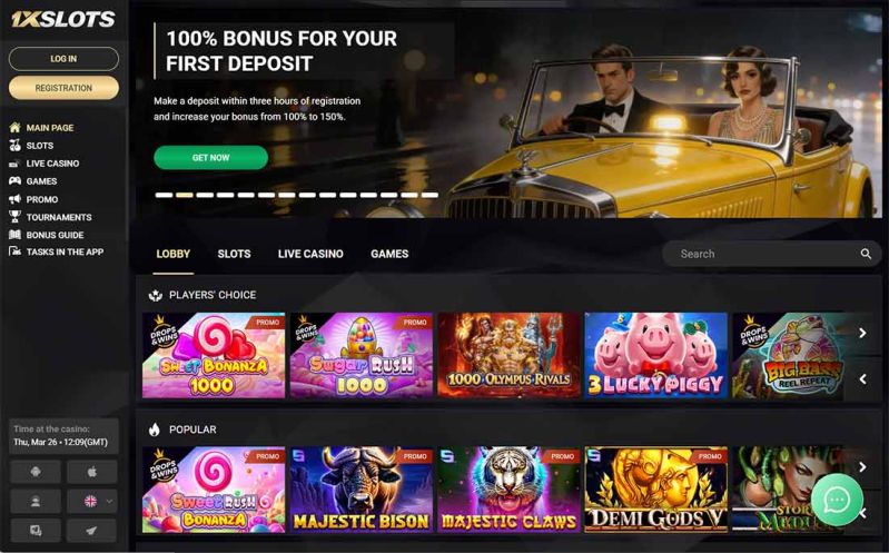 1xSlots casino main page