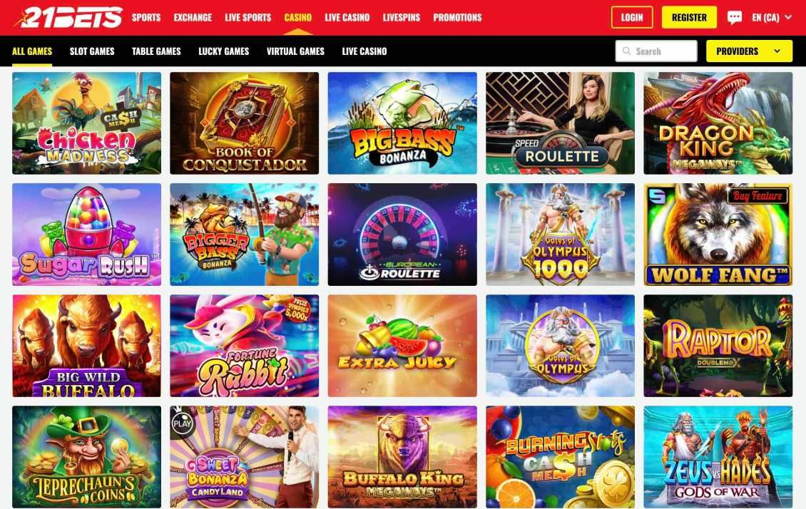 List of available games at 21Bets Casino