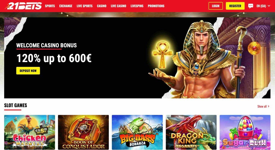 Image of main page of 21 Bets Casino