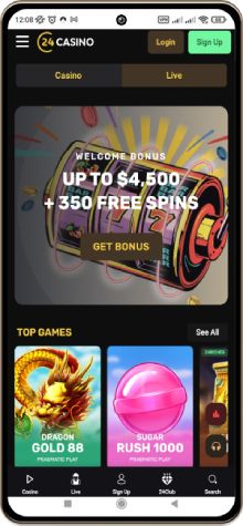 Mobile screenshot of the 24Casino main page