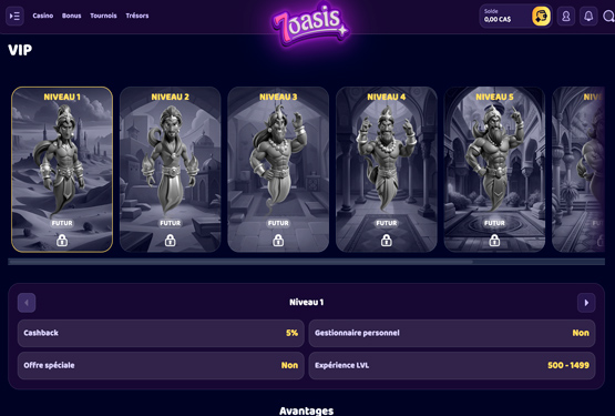 7oasis casino vip page de programmation