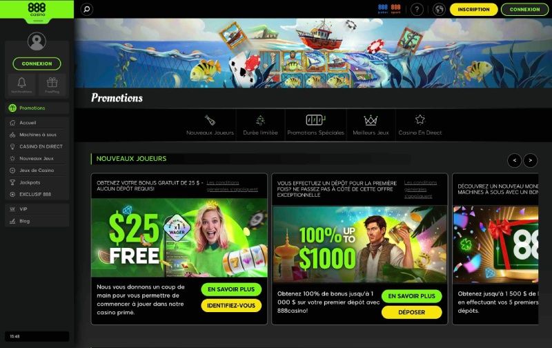 Page des promotions de 888 Casino