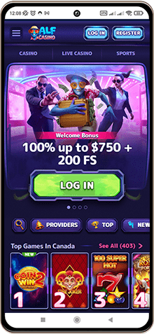 Mobile screenshot of Alf Casino main page