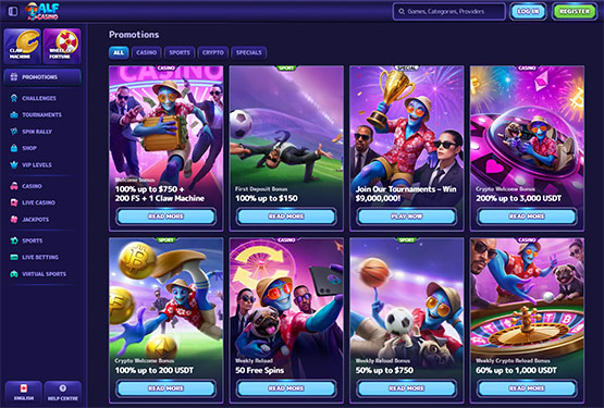 Alf casino promotions page