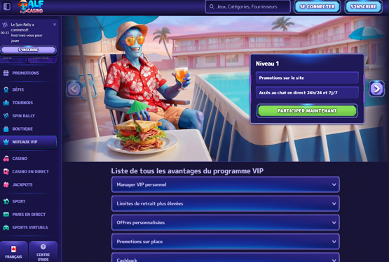Alf Casino vip page de programmation