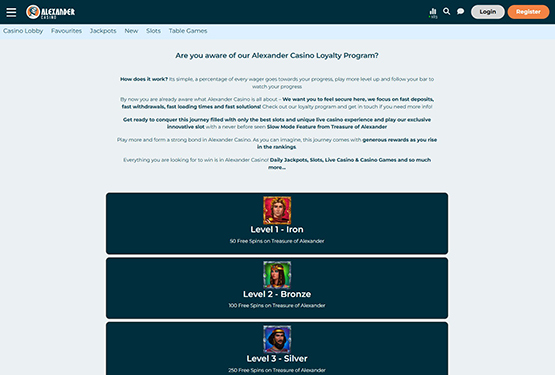 Alexander Casino VIP Program