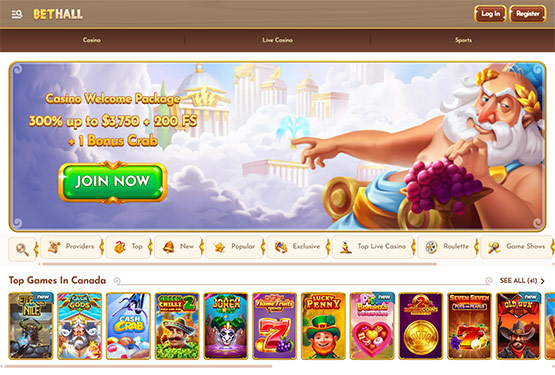 BetHall casino main page