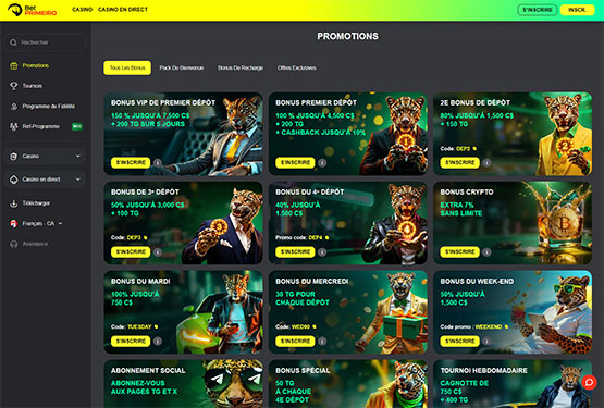 Page des promotions du casino BetPrimero