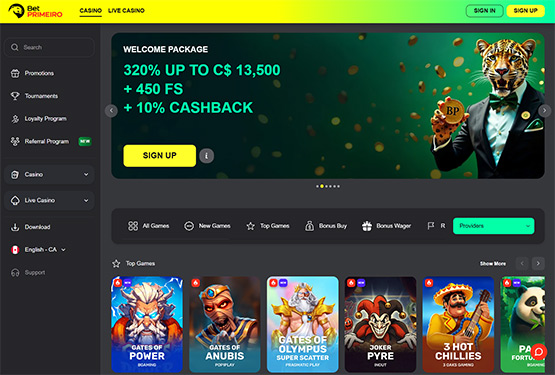 BetPrimero Casino Main Page