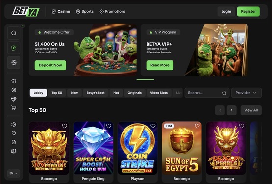 BetYa Casino Main Page