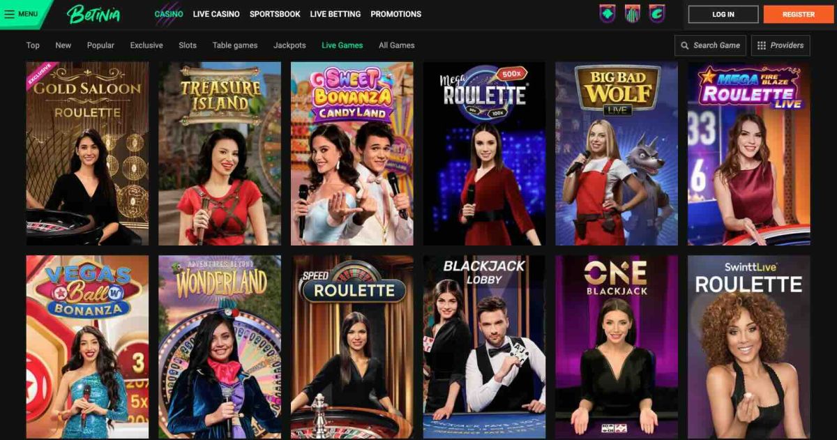 live dealer games at betinia casino