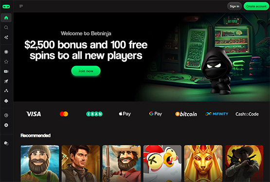 Betninja Casino Main Page
