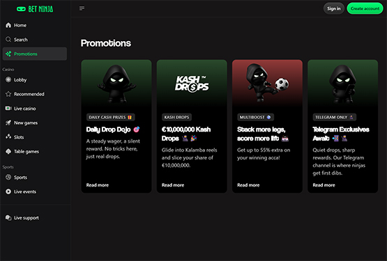Betninja Casino Promotions Page