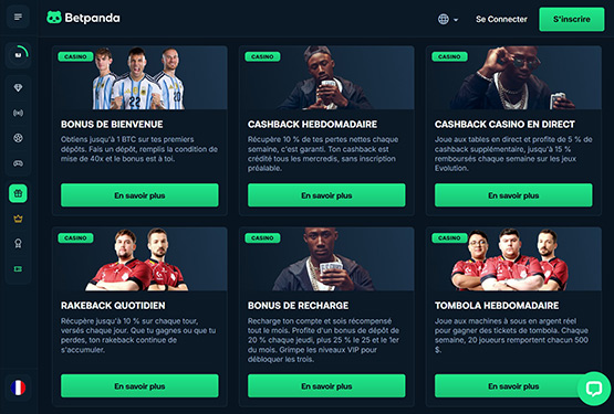 Page des promotions du casino Betpanda
