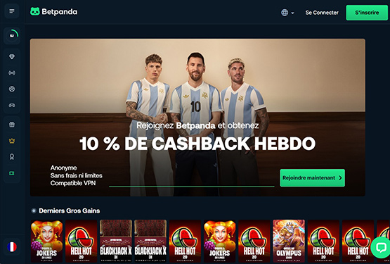 Page principale du casino Betpanda