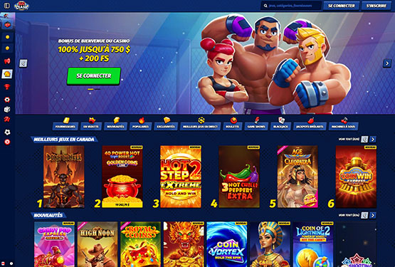 Page principale du casino BigClash
