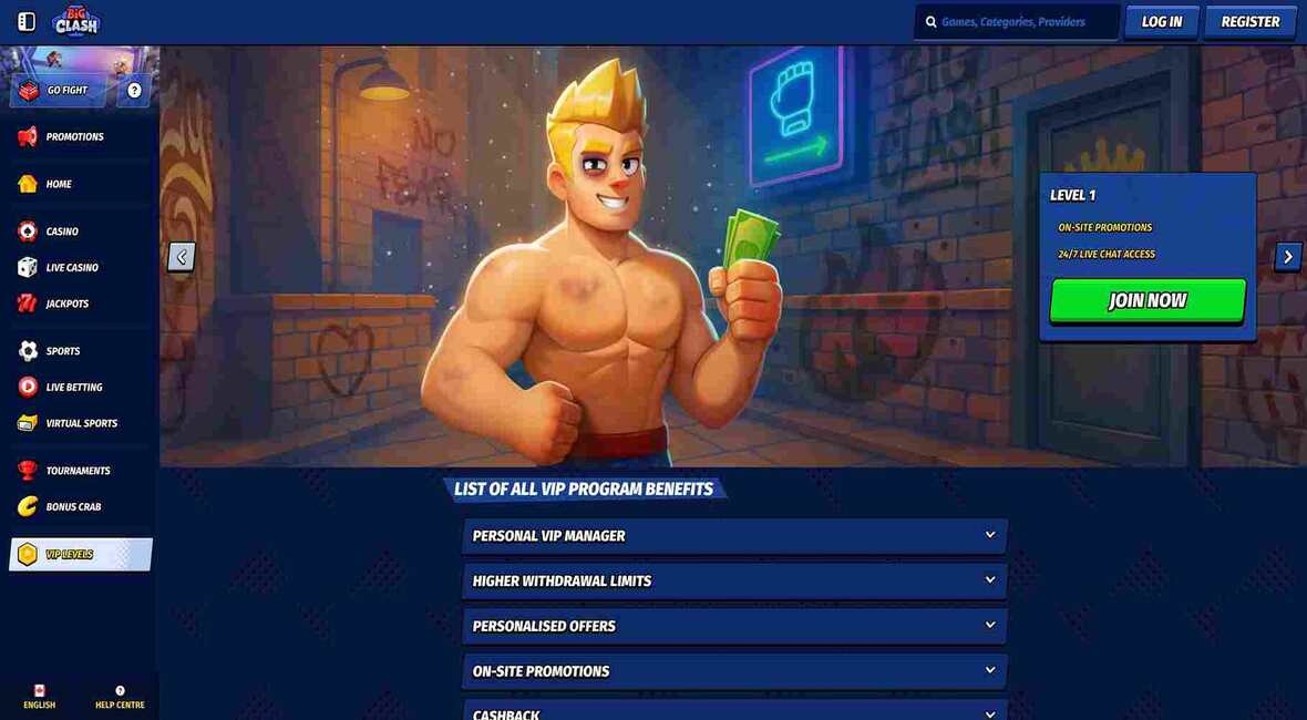 BigClash casino vip page