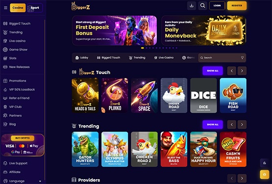 BiggerZ Casino - Page principale