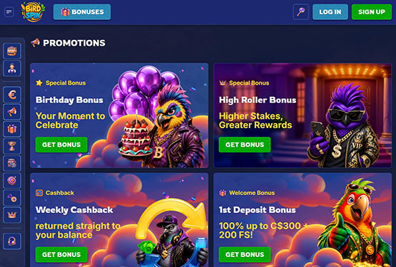 Birdspin Casino Promotions Page