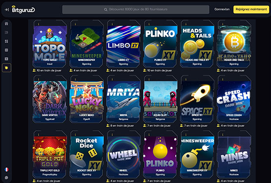 Page des Gains immédiats du casino Bitguruz