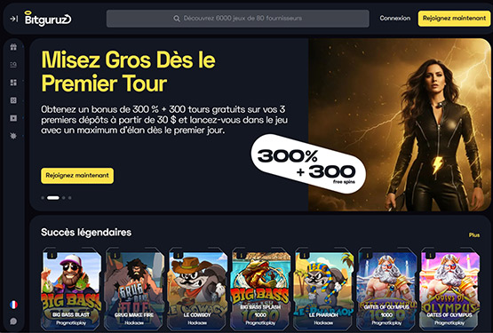 Page principale du casino Bitguruz