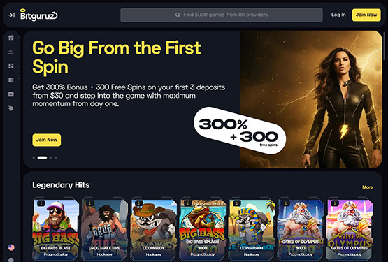 Bitguruz Casino Main Page
