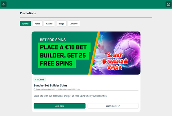 Page des promotions du casino Boabet