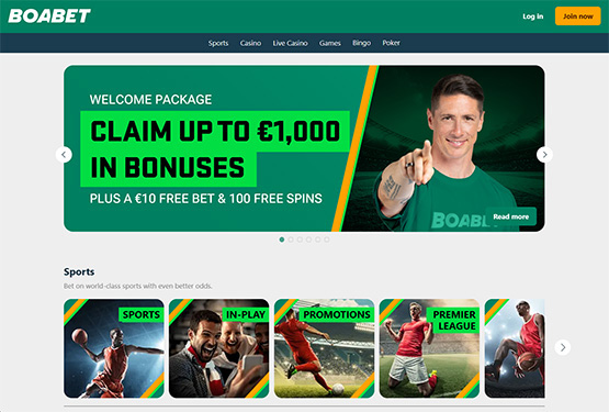 Page principale du casino Boabet