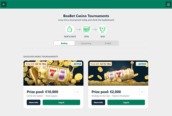 Boabet casino tournaments page