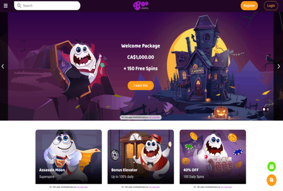 Boo Casino main page