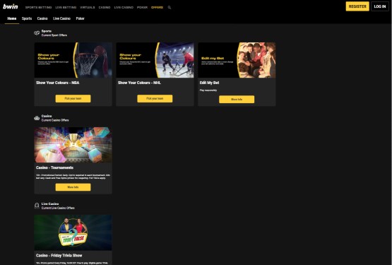 Bwin Casino offers page