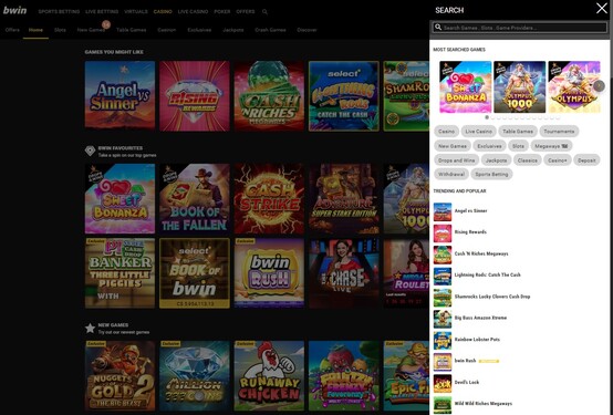 Bwin Casino search page